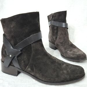 Charles David Boots Womens Leather Suede Ankle Bootie 7M Brown Made In Italy